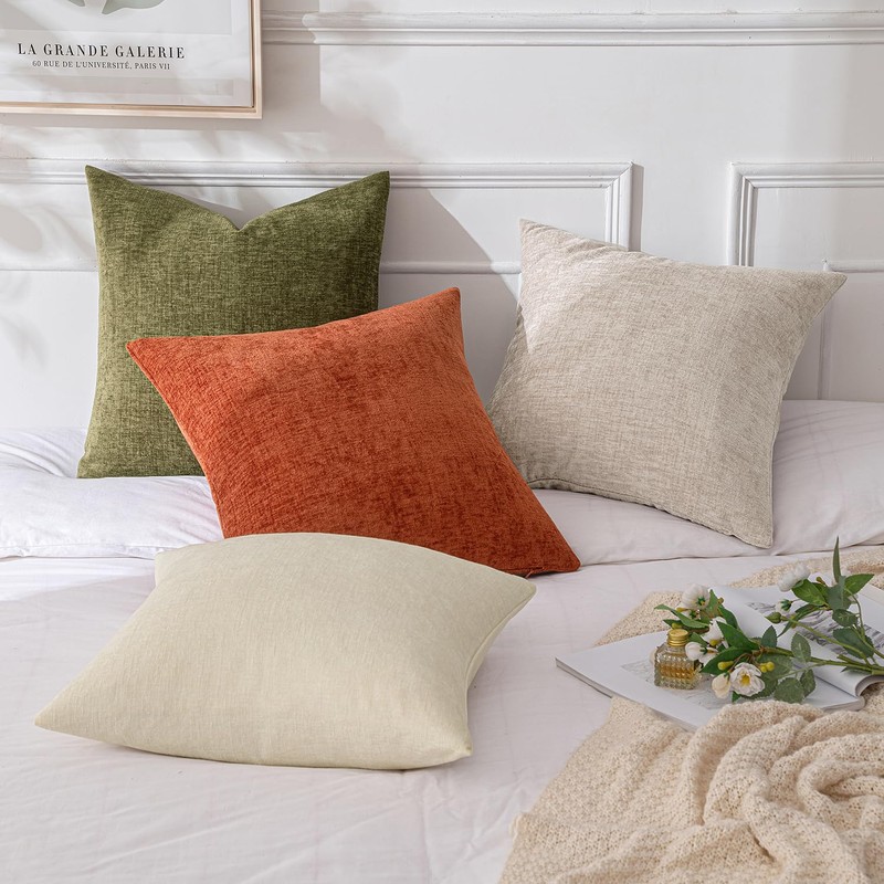 MIULEE Pack of 4 Throw Pillow Covers 18x18 Inch Soft