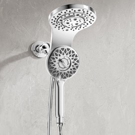 EAARSUO High Pressure Rain Shower Head with Handheld Spray, Magnetic Dual Shower Head with Handheld Combo, Magnetix Waterfall Showerhead with 8 Spray Modes and 71" Hose (Chrome)