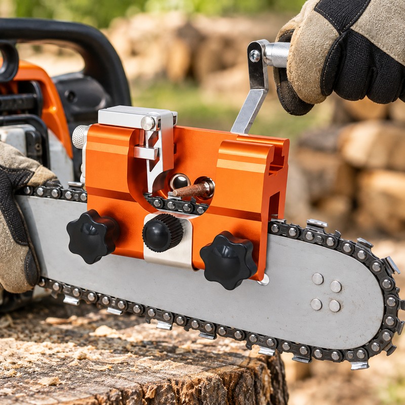 Portable Chainsaw Sharpener Jig, Manual Hand-Crank Chain Saw Sharpening Tool