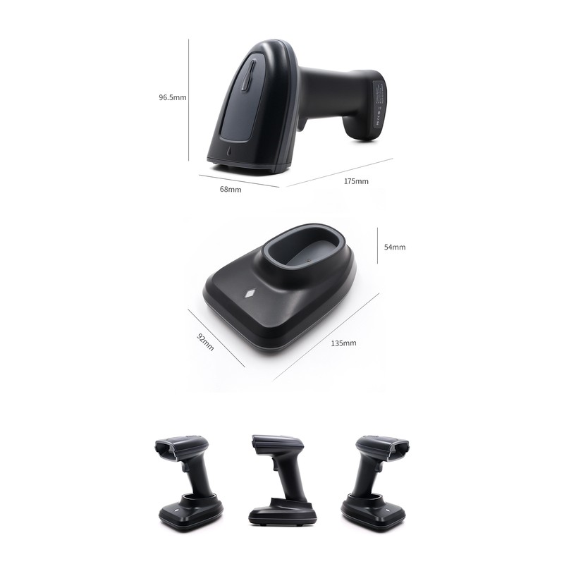 Handheld 1D/2D/QR Barcode Scanner Wireless BT & 2.4G USB Wired