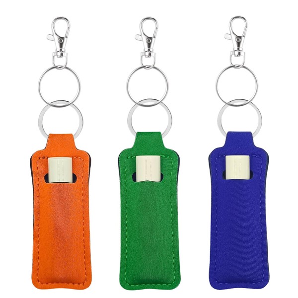 KUKEANVO 3 Pcs Chapsticks Holder Keychain for Lipstick, Lip Balm