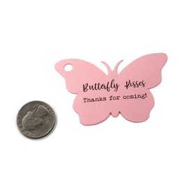 Butterfly Shaped Party Favor Tags - Butterfly Kisses Thank You for Coming! (Set of 15) (Pink) (Baby Pink)