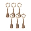 LannuMet 6 Pcs Jute Tassel Wood Bead Napkin Rings Boho