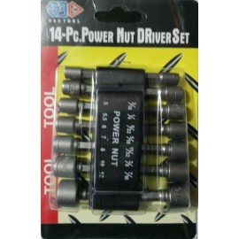 Power 14PC Power Nut Driver Drill Bit Set Socket Bit Adapter metric & SAE Socket for W