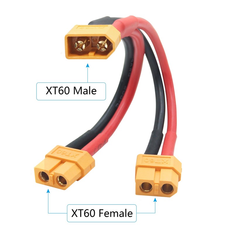 XT60 Parallel Battery Y-type Distribution Cables,1 Male to 2 Female
