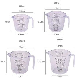 Plastic Measuring Cup Clear Graduated Measuring Cups Plastic Mug with Spout and Handles Ounce and Ml Cup Marking for Recipe Ingredient, Flour, Water, Liquid (4 cup 1000ml transparency)