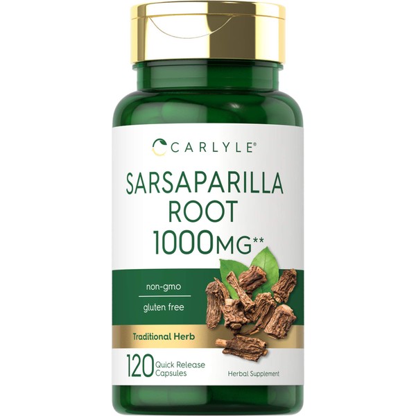 Carlyle Sarsaparilla Root Capsules 1000mg | 120 Count | Non-GMO, Gluten Free Supplement