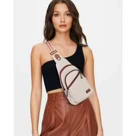 TFKGS Sling Bag Crossbody Bags for Women Fanny Packs Cross Body Bag for Woman Travel Sling Backpack Leather Anti Theft Crossbody Handbags Beige Brown