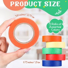 Cholemy Lab Labeling Tape Variety Pack 500 Inch Long x 3/4 Inch Width Laboratory Labeling Tape 5 Assorted Color Tape for Color Coding and Marking, Removable and Water Resistant (5 Rolls)