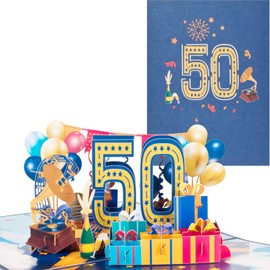 50th Birthday Pop Up Card, 3D Greeting Card for 50th Anniversary, Greeting Card for Birthdays, Marriages, Friendships