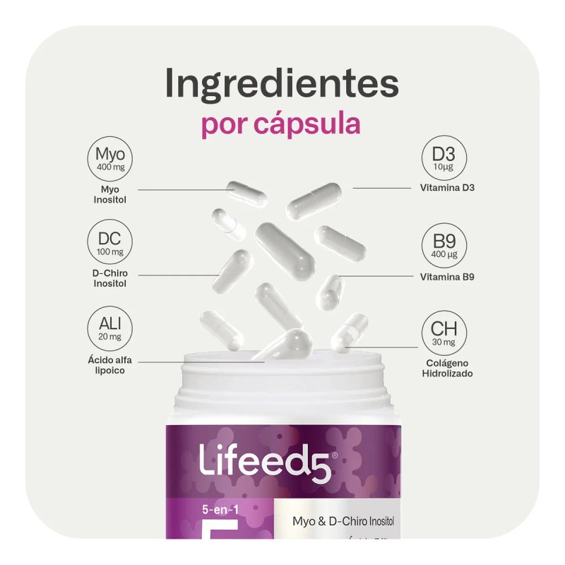 Lifeed 5 Inositol 60 Cápsulas Myo Inositol D-chiro
