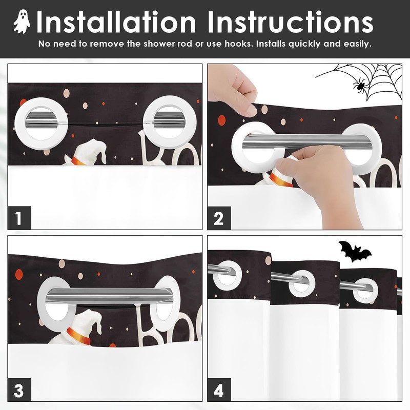 Culudea No Hook Shower Curtain with Snap in Liner 71x74