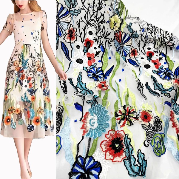 2 Yards Colorful Underwater Water Grass Flower Beautiful Embroidery Lace