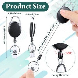 Honoson Honoson Heavy Duty Retractable Badge Reels Batch ID Badge Holder Retractable Clip Bulk Card Key Holder with Ring for Office Worker Employee, Doctor Nurse Gifts(Black,50 Pcs)