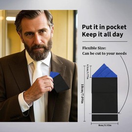 Mens Pre-Folded Pocket Squares on Card Pocket Handkerchief for Suit Accessories (Royal Blue Peak)