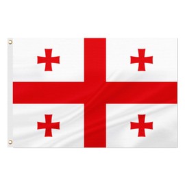 ASUNO Georgia Flag 3 × 5 Feet Polyester Georgian National Banner with 2 Brass Grommets Double Side Vivid Color Fade Resistant for Outside Garden Lawn Patio