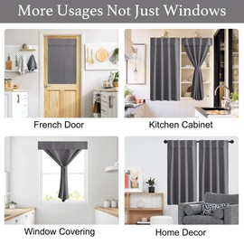 NICETOWN Portable Blackout Small Curtains for Kitchen, Thermal Lnsulated Self-Adhesive Short Curtain Drapes for Baby Nursery/Storage Room Bathroom Basement, 1 Panel (Grey, 42" W x 48" L)