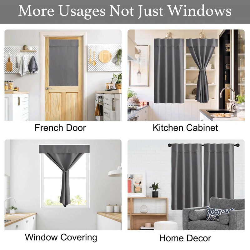 NICETOWN Portable Blackout Small Curtains for Kitchen, Thermal Lnsulated Self-Adhesive