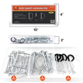 Wellmax 20 Pcs Shaft Locking Pin in 1/4 Diameter Zinc-Plated Heavy Duty Safety Pins, Bonus 4 Pcs Heavy Duty Trailer Hitch Pin for Trailer Lock and Hitch Pin Lock for Farm Lawn Garden Wagons (Silver)