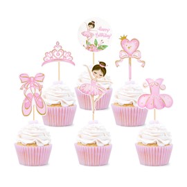 Blumomon 24StückCupcake Toppers Ballett Tänzer Mädchen Cupcake Toppers Composite Ballett Tänzer Baby Mädchen Cupcake Picks Tanz Tutu Kuchen Dekorationen