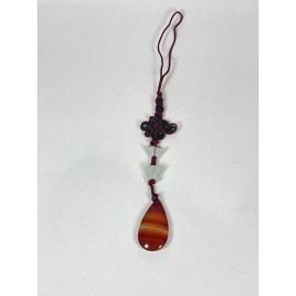 Unbranded Hand Carved Natural Jade Chinese Lotus Flower Agate Pendant CellPhone/Car Charm