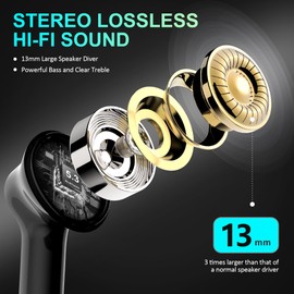 Wireless Earbuds Ear Buds Earphones - Bluetooth 5.3 USB C Mini Headphones Touch Control with Microphone Hi-Fi Stereo Sound Deep Bass CVC Noise Cancelling Dual LED Display 35H Playtime Water-Resistant