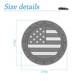 AUCELI 4 Pack Car Cup Holder Coasters, American Flag US Flag Insert Car Cup Coaster, 2.75 Inch Anti Slip Shockproof Embedded Drink Mat, Universal Vehicle Interior Decor Accessories (Gray)