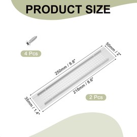 PATIKIL 10 x 2 Inch Door Air Vent Cover, 2 Pcs Aluminum Grille Ventilation Cover Louvered Diamond Hole with Mounting Screws for Cabinet Wardrobe Door, Silver