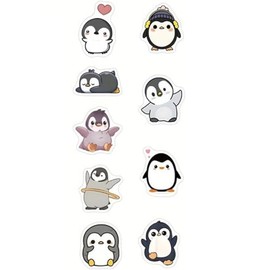 CAA Trading™ 100 x Cute Cartoon Penguin Reward Stickers Labels Scrapbook Rewards Well Done Teacher Penguins 9 Designs (2.5cm) 25mm (100 Stickers)