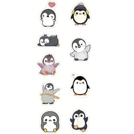 CAA Trading™ 100 x Cute Cartoon Penguin Reward Stickers Labels Scrapbook Rewards Well Done Teacher Penguins 9 Designs (2.5cm) 25mm (100 Stickers)