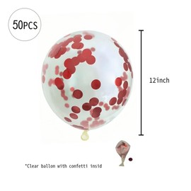 YMHYHC Confetti Balloons,50Pcs 12 Inch Clear Balloons with Multicolor Confetti Inside,for Graduation Wedding Birthday Baby Shower Party Decorations (red)