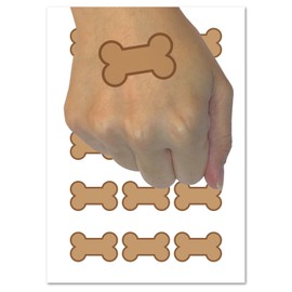 Dog Bone Outline Temporary Tattoo Water Resistant Fake Body Art Set Collection - 15 2" Tattoos (1 Sheet)