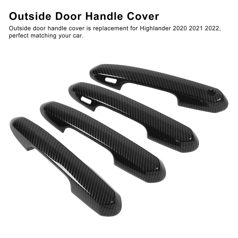 4pcs Gloss Black Carbon Fiber Style Exterior Door Handle Cover