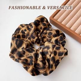 Leopard Print Headband 2 Pieces Silk Hair Bobbles Large Hair Bobbles for Women