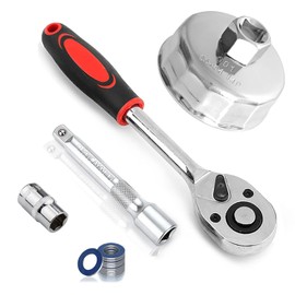 RUNEWAX 64-65mm Oil Filter Wrench 14 Flutes Oil Filter Removal Tool Set Compatible with Honda Accord Acura Civic CRV, Nissan Sentra, Toyota Rav4 Avalon Camry