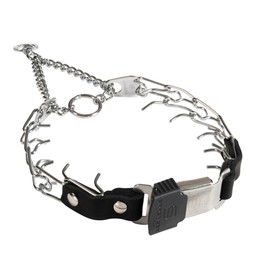 Herm Sprenger 2.25mm Prong Collar for Dog Training with Adjustable Length & Easy Quick Release Cliclock & Swivel Ring for Small/Medium Dogs (13-19" Neck)