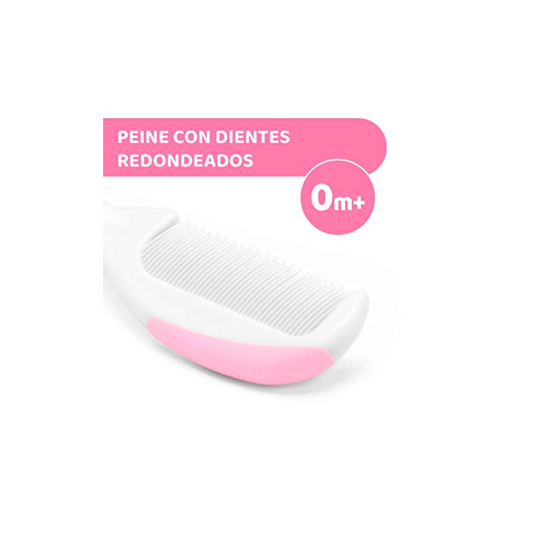 CHICCO, Cepillo y Peine para Bebé, Recién Nacidos, Color Rosa