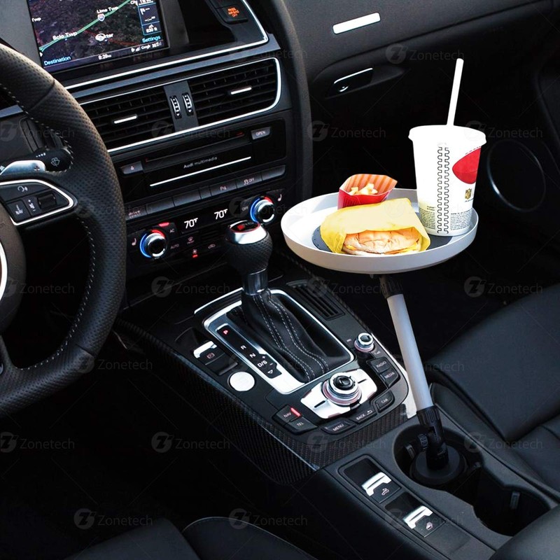 ZONETECH Car Cup Holder Swivel Tray and Storage Bin -