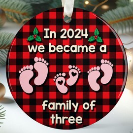 Baby First Christmas Ornament 2024 - Family Christmas Ornaments 2024 - Babys First Christmas Ornament 2024 - Family of 3 Christmas Ornament, Family of Three Ornament - Ceramic Christmas Ornaments 2024