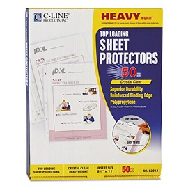 C-Line 62013 Heavyweight Polypropylene Sheet Protector, Clear, 2-Inch, 11 x 8 1/2, 50/BX