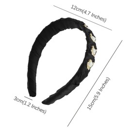 Pearl Headband Wide Padded Hairbands - Black Headband Bling Beaded Hair Accessories for Women Girls Fashion Vintage Head Bands 29011