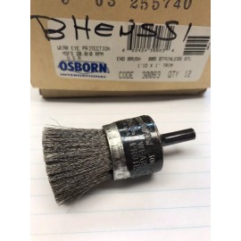 OSBORN 1 pc.  OSBORN 1” X 1” TRIM .005 STAINLESS STEEL END BRUSH. 1/4” SHANK (loc stk)