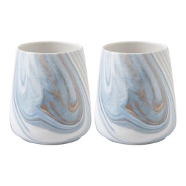 2Pcs Toothbrush Holder for Bathroom - Marble Blue Ceramic Tooth Brushing Holders Set, Toothbrush Cup & Toothpaste Organizer for Bathroom Countertop, Makeup Brush Holder, Pen Holder for Home Storage