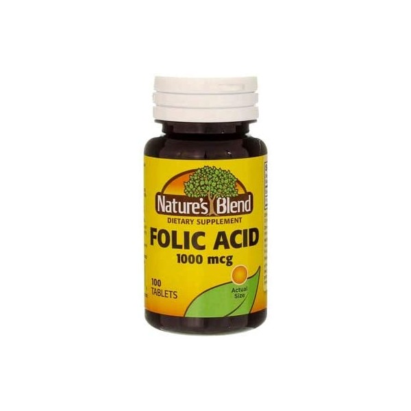 Nature's Blend Folic Acid 1000 mcg 100 Tablets