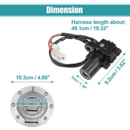 1 Set Motorcycle Ignition Switch Cylinder Fuel Gas Tank Cap Cover Lock Seat Lock w/ 2 Keys for Yamaha YZF R1 R6 1992-2012 for Yamaha FZ1 R6S FZ6 FJR1300 Motor Bike Lock Ignition Starter Switch Set