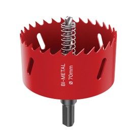 DURI Bi-Metal Hole Saw | 70 mm | with Arbor and Pilot Bit - Smooth Fast Cutting for Wood, Plywood, Plastic, Drywall, Thin Metal Sheets, and More | Ideal for Ceiling Light Installation and DIY Projects