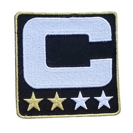 Black w/ 2 Gold Stars Captain C Patch Iron On for Football Jersey (Philadelphia)