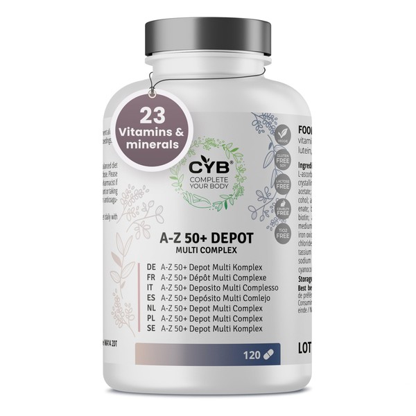 CYB 360 A-Z 50+ depot multi complex, with 22 vitamins, lutein and coenzyme Q10, vegetarian, 1 x 120 tablets