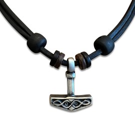 HANA LIMA Leather necklace men's necklace women's necklace leather necklace surfer necklace Thor hammer Thor's hammer Mjölnir, Leather Wood
