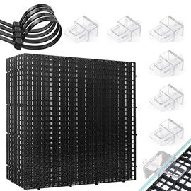 Ruioomeep Aquarium-Anti-Sprung-Set, 8 Stück Kunststoffgitter(30x30 cm) mit 6 Halterungen und 20 Kabelbindern,Aquarienabdeckung,Aquariumteiler für Bodenschutz und Aquascaping-Unterstützung (Schwarz)